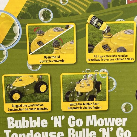 John Deere Bubble 'N' Go Lawn Mower Toy w/Bubble Solution Toddler’s Summer Gift - Picture 11 of 16